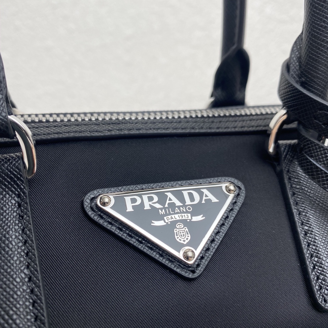 Prada Re Nylon Top Handle Shoulder Bag Black 1BB846